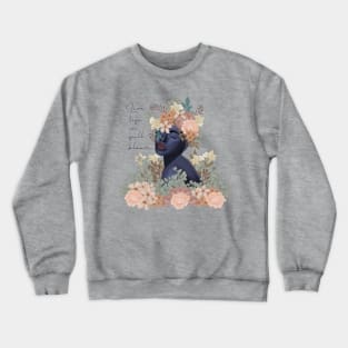 Blue woman face with flowers - Live life in full bloom Crewneck Sweatshirt